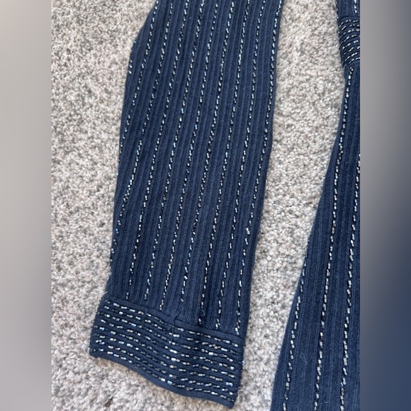 Ellen Tracy Navy Blue Beaded Embellish Full Sleeve Silk/Cashmere Top Size Large - Picture 11 of 13